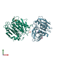 PDB entry 8h5j coloured by chain, front view.