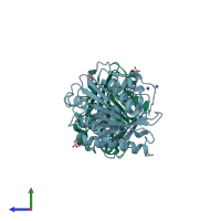 PDB entry 8h5j coloured by chain, side view.