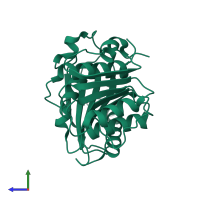 PDB entry 8h5o coloured by chain, side view.