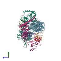 PDB entry 8h77 coloured by chain, side view.
