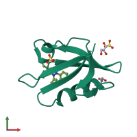 PDB entry 8hck coloured by chain, front view.