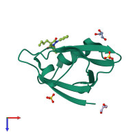 PDB entry 8hck coloured by chain, top view.