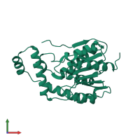 PDB entry 8hea coloured by chain, front view.