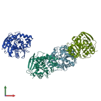 PDB entry 8hgu coloured by chain, front view.