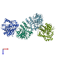 PDB entry 8hgu coloured by chain, top view.