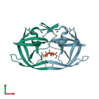 PDB entry 8hvp coloured by chain, front view.