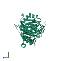 PDB entry 8hz7 coloured by chain, side view.