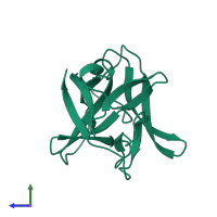 PDB entry 8i1b coloured by chain, side view.