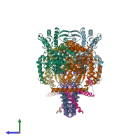 PDB entry 8iam coloured by chain, side view.