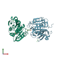 PDB entry 8ibl coloured by chain, front view.