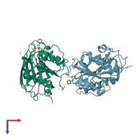 PDB entry 8ibl coloured by chain, top view.