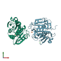 PDB entry 8ibm coloured by chain, front view.
