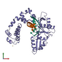 PDB entry 8ice coloured by chain, front view.