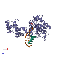 PDB 8ick coloured by chain and viewed from the top.