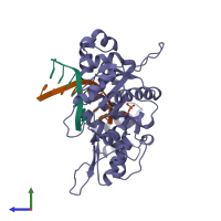 PDB entry 8icp coloured by chain, side view.