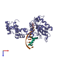 PDB entry 8icw coloured by chain, top view.