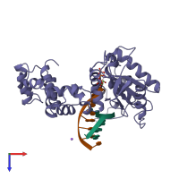 PDB entry 8icy coloured by chain, top view.