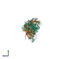 PDB entry 8ijx coloured by chain, side view.