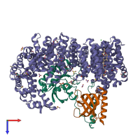 PDB entry 8itv coloured by chain, top view.