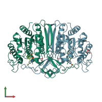 PDB entry 8ivt coloured by chain, front view.