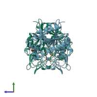 PDB entry 8ivt coloured by chain, side view.