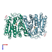 PDB entry 8ivt coloured by chain, top view.