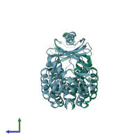 PDB entry 8ixi coloured by chain, side view.