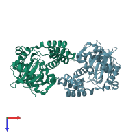 PDB entry 8ixi coloured by chain, top view.