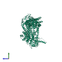 PDB entry 8izr coloured by chain, side view.