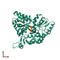 PDB entry 8j25 coloured by chain, front view.