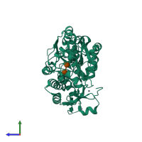 PDB entry 8j25 coloured by chain, side view.