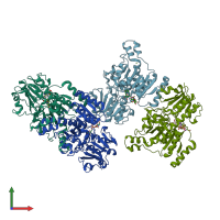 PDB entry 8j3o coloured by chain, front view.