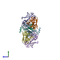 PDB entry 8j7y coloured by chain, side view.