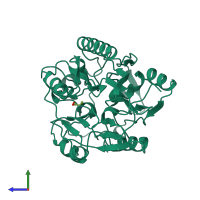 PDB entry 8jdw coloured by chain, side view.