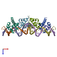 PDB entry 8jfr coloured by chain, top view.