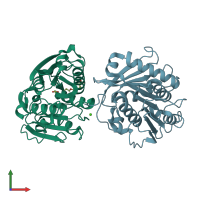 PDB entry 8jmp coloured by chain, front view.