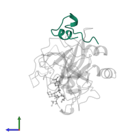 Thrombin light chain in PDB entry 8kme, assembly 1, side view.