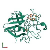 PDB entry 8lpr coloured by chain, front view.