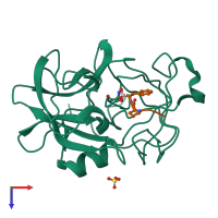 PDB entry 8lpr coloured by chain, top view.