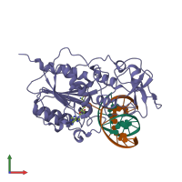 PDB entry 8mht coloured by chain, front view.