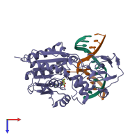 PDB entry 8mht coloured by chain, top view.