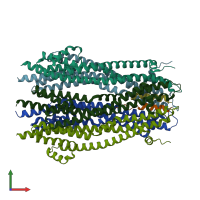 PDB entry 8odt coloured by chain, front view.