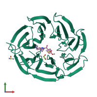 PDB entry 8ogb coloured by chain, front view.