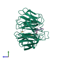 PDB entry 8ogb coloured by chain, side view.