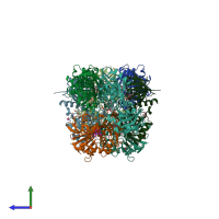 PDB entry 8oha coloured by chain, side view.