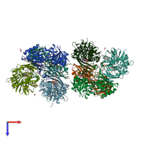 PDB entry 8oha coloured by chain, top view.