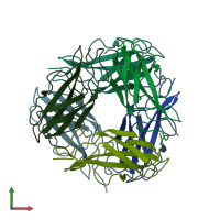 PDB entry 8oiy coloured by chain, front view.