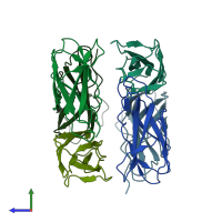 PDB entry 8oiy coloured by chain, side view.