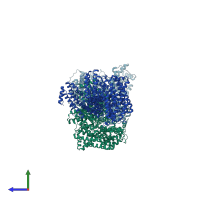 PDB entry 8oj9 coloured by chain, side view.