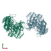 PDB entry 8ojf coloured by chain, front view.